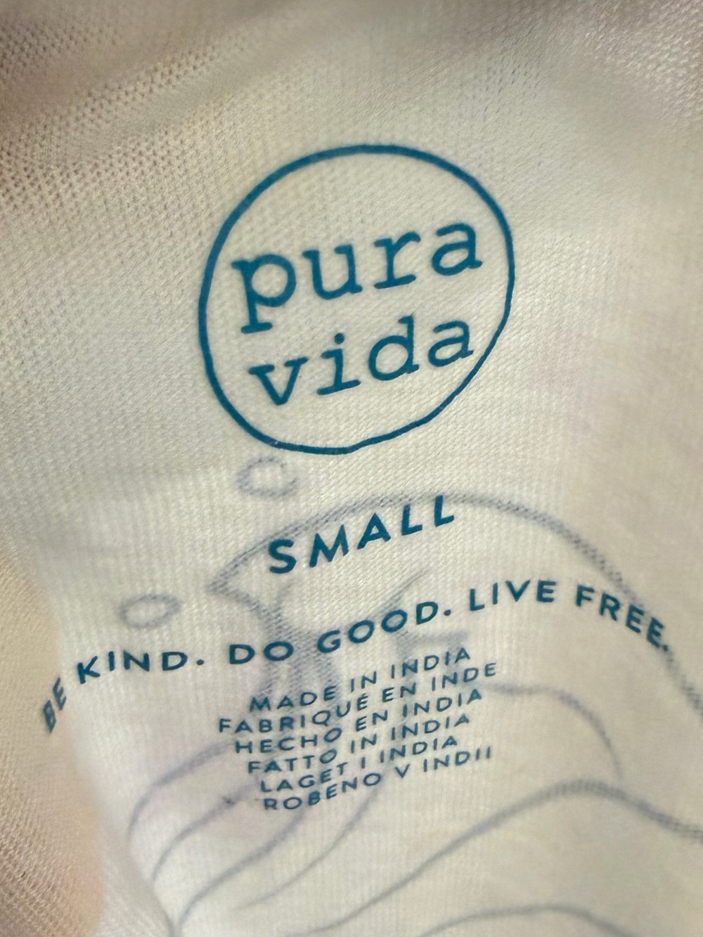 Pura Vida White Tee with Teal Logo - Picture 3 of 3